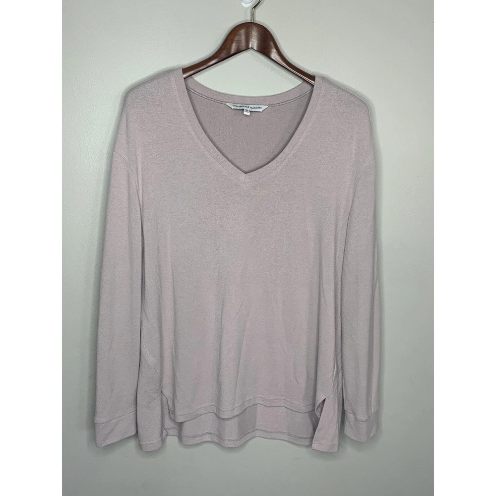 Cupcakes and Cashmere Top Womens M Mauve V-Neck Long Sleeve Cozy Loungewear